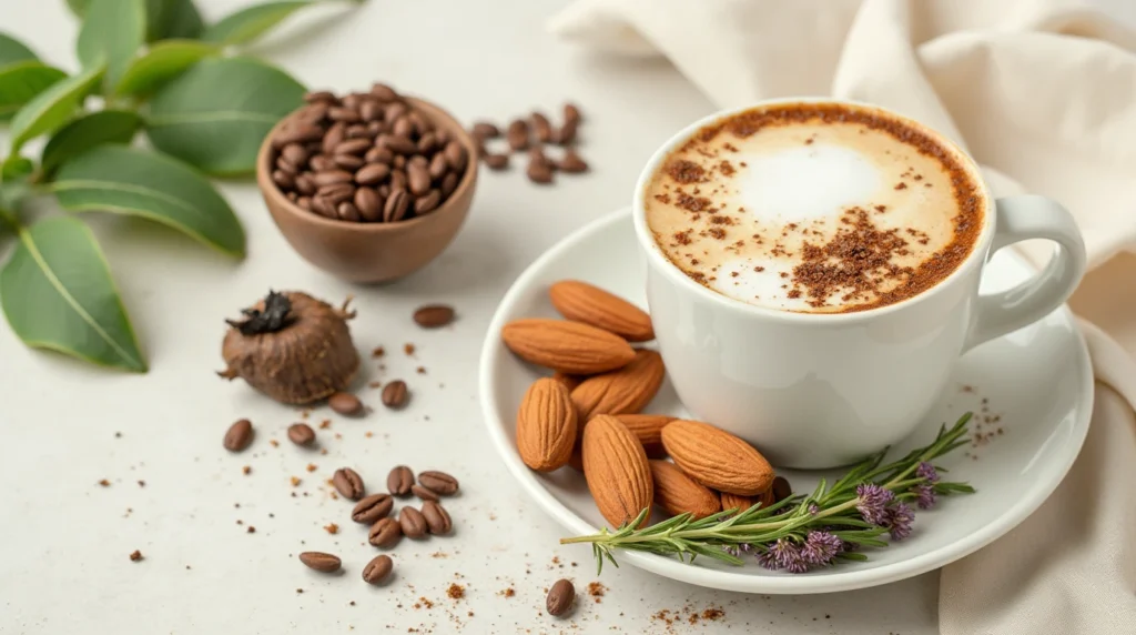 Healthy Coffee Loophole Recipe with natural ingredients like almond milk, MCT oil, and coconut oil.